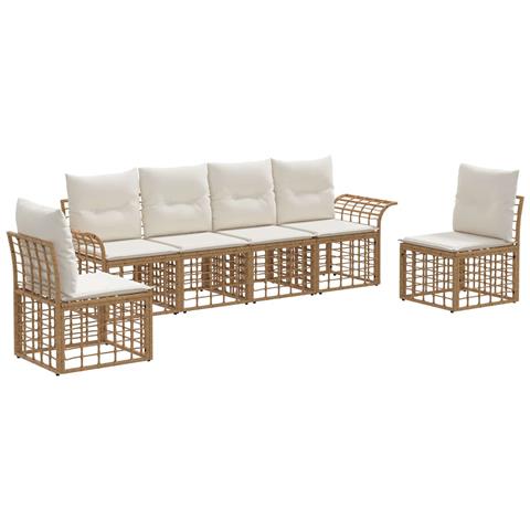 Set di divani da esterno 6 pcs Naturale e Bianco Crema - Foto 1