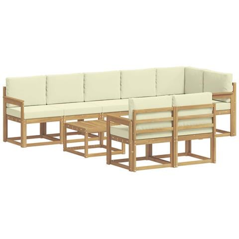 Set di divani da esterno 9 pcs Bianco e Crema Poliestere - Foto 1