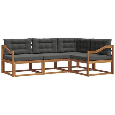 Set di divani da esterno con cuscino 4 pcs Naturale e Antracite - Foto 1