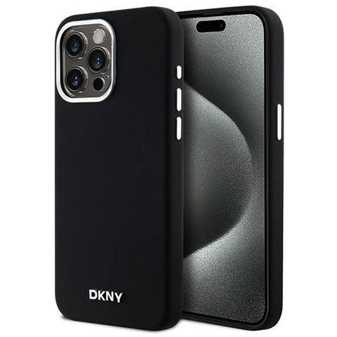 Dkny Liquid Silicone Piccolo Logo Metallico Magsafe Per Iphone 15 Pro Max - Nero - Foto 1