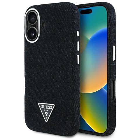 Custodia Iphone 16 In Denim Nero Con Logo Guess - Foto 1