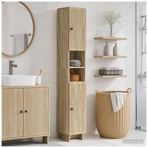 Armadio da Bagno con Ripiano Aperto EDE Rovere Sonoma - Foto 2