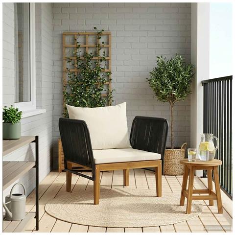 Sedia da giardino con cuscini Legno massiccio di acacia e corda - Foto 2