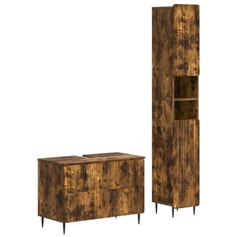 Set di Armadi da Bagno da 2 Pezzi ZWOLLE Rovere Fumo - Foto 1