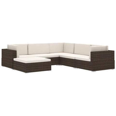 Seduta Centrale Modulare 1 Pz Con Cuscini In Polyrattan Marrone - Foto 2