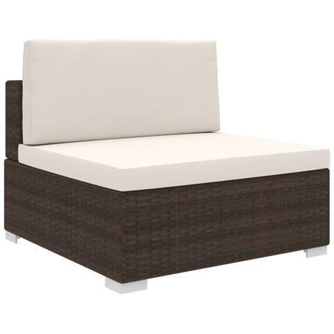 Seduta Centrale Modulare 1 Pz Con Cuscini In Polyrattan Marrone - Foto 1