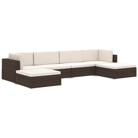 Seduta Centrale Modulare 1 Pz Con Cuscini In Polyrattan Marrone - Foto 10