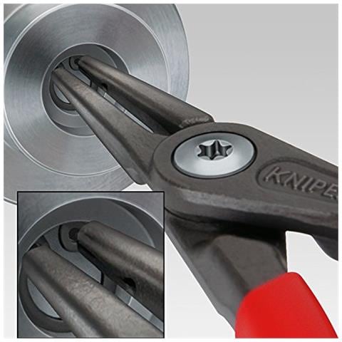 48 41 J21 Pinza Di Precisione Per Anelli Di Sicurezza Per Anelli Di Sicurezza Interni A Fori Bonderizzata Grigia Rivestiti In Resina Sintetica Antiscivolo 165 Mm - Foto 3