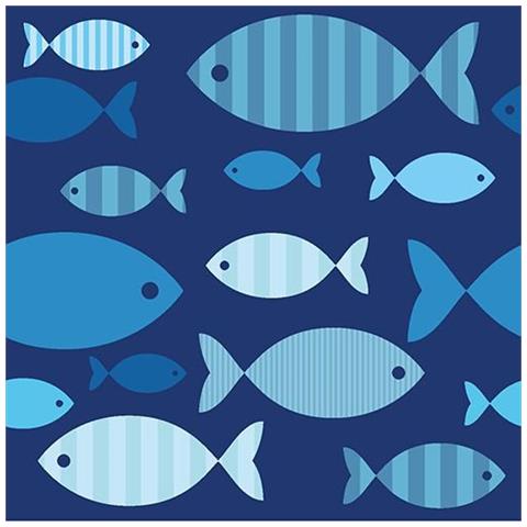 '20 tovaglioli, 3 veli, 1/4 volte, 33 cm X 33 cm, ""blue Fish, Papstar 86371 - Foto 1