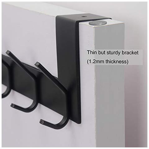 Sopra La Porta Hook Door Hanger Sopra La Porta Portasciugamani Con 6 Ganci Per Appendere Il Cappotto Cappotto Porta Hanger Gancio Del Tovagliolo Sopra Porta Coat Rack Per Gli Asciugamani Vestiti Posteriore Del Bagno Nero - Foto 2