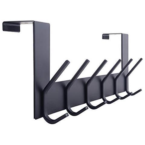 Sopra La Porta Hook Door Hanger Sopra La Porta Portasciugamani Con 6 Ganci Per Appendere Il Cappotto Cappotto Porta Hanger Gancio Del Tovagliolo Sopra Porta Coat Rack Per Gli Asciugamani Vestiti Posteriore Del Bagno Nero - Foto 1