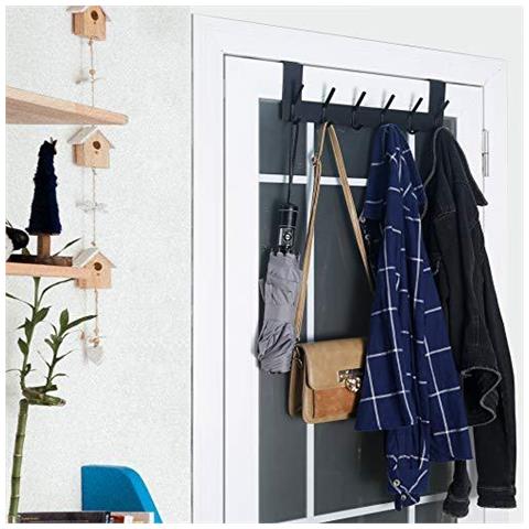 Sopra La Porta Hook Door Hanger Sopra La Porta Portasciugamani Con 6 Ganci Per Appendere Il Cappotto Cappotto Porta Hanger Gancio Del Tovagliolo Sopra Porta Coat Rack Per Gli Asciugamani Vestiti Posteriore Del Bagno Nero - Foto 4