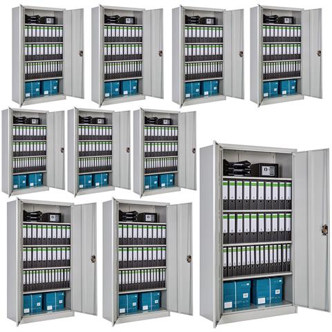 tectake - 10x Armadio Portadocumenti A 5 Scomparti - Grigio - ePRICE