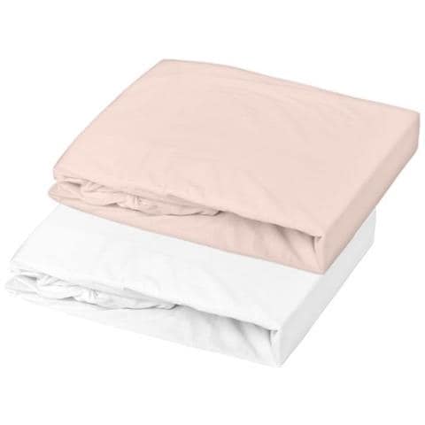 Set 2 Lenzuola Con Angoli - 70 X 140 Cm - Jersey - Bianco / nudo - Foto 1