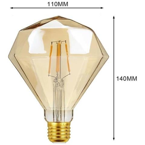 Lampadina Filamento 4 W Luce Calda E27 Diamante Color Ambra Stile Vintage - Foto 2