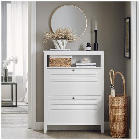 Scarpiera Con 2 Ante E 4 Ripiani, Con Scomparto Aggiuntivo Per Scarpe Scarpiera Portascarpe Bianco, L80*p25*a108, Fsr152-w - Foto 5