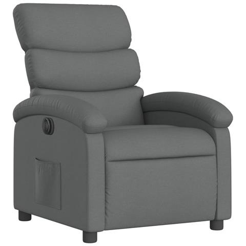 Poltrona Elettrica Reclinabile Grigio Scuro In Tessuto - Foto 3