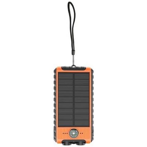 Powerbank Solare 10000mah Usb 2a C Torcia Con Cordino Bussola, Nero - Foto 2