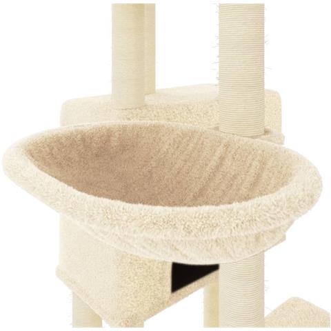 Albero Per Gatti Con Tiragraffi In Sisal Crema 122 Cm - Foto 6