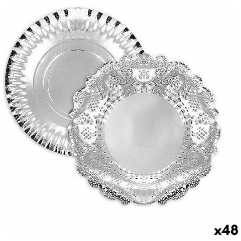 Vassoio Per Aperitivi Algon Rotonda Argentato 23 X 23 X 1,5 Cm (48 Unità) - Foto 1