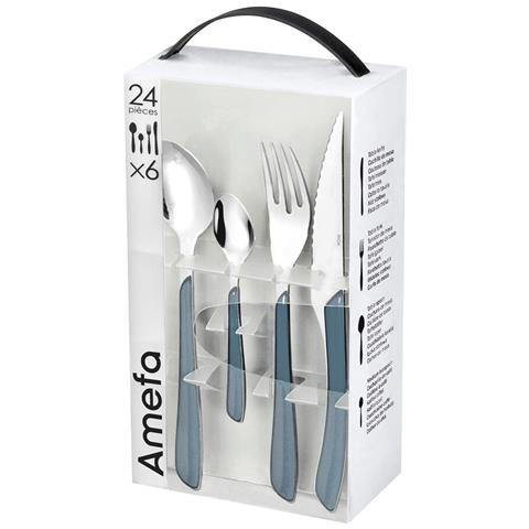 Posate Amefa Eclat Blu Marino Metallo (24 Pcs) - Foto 2