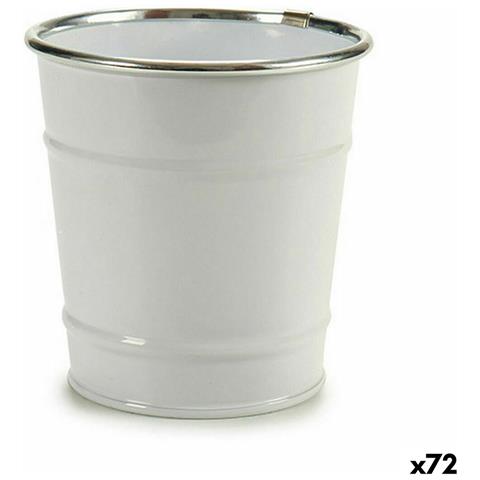 Vaso Secchio Bianco Argentato Zinco 10,5 X 10,5 X 10,5 Cm (72 Unità) - Foto 1