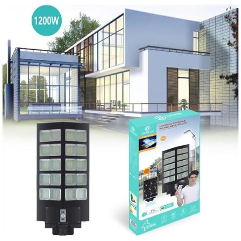 Trade Shop - Faro Led Lampione Stradale 1200w Pannello Solare Sensore Crepuscolare Ip67 Led-8472 - Foto 1
