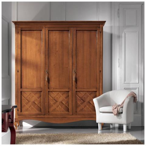 Armadio Classico 3 Porte Intarsiate Legno Bassano 190x62x220 - Foto 1