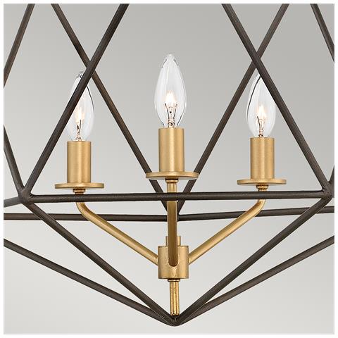 Lampadario Industrial Nordico Astrid Metallo Bronzo Opaco 3 Luci E14 - Foto 4
