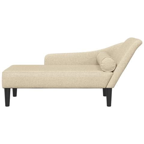 Chaise Longue Con Cuscini Crema In Tessuto - Foto 3