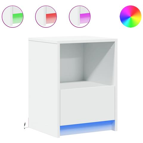 Comodino Con Luci Led Bianco In Legno Multistrato - Foto 2