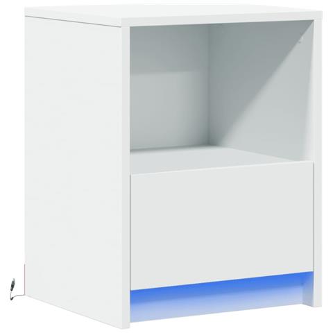 Comodino Con Luci Led Bianco In Legno Multistrato - Foto 3