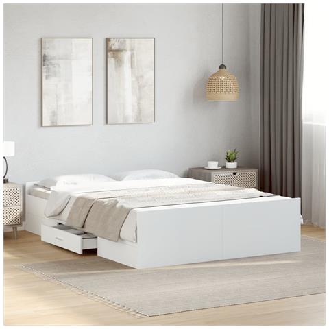Giroletto Con Cassetti Bianco 135x190 Cm In Legno Multistrato - Foto 1