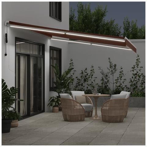 Tenda da Sole Retrattile Automatica con LED Marrone 450x300 cm - Foto 3