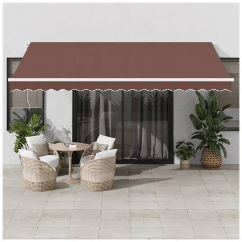 Tenda da Sole Retrattile Automatica con LED Marrone 450x300 cm - Foto 1