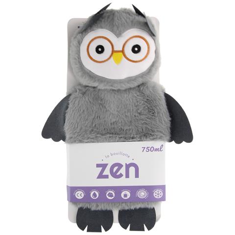 Borsa Dell'acqua Calda Rimovibile Gufo Di Peluche 750ml, Grigio - Foto 5