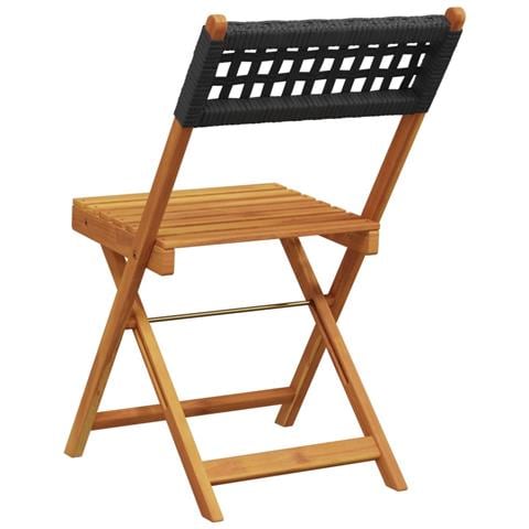 Sedie Giardino Pieghevoli 8pz Nere Polyrattan e Legno Massello - Foto 10
