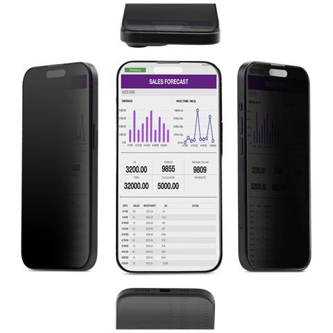 Filtro Privacy a 4 Posizioni per iPhone 15 Pro Max, Pellicola Protettiva adatta al Touch in Vetro Temperato con angolo di visione a + /- 30° Oriz /Vert - Foto 11