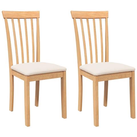 Sedie da Pranzo con Cuscini 2 pz Naturale Legno Massello Hevea - Foto 1