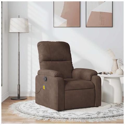 Poltrona Reclinabile Massaggiante Marrone Tessuto Di Microfibra - Foto 1