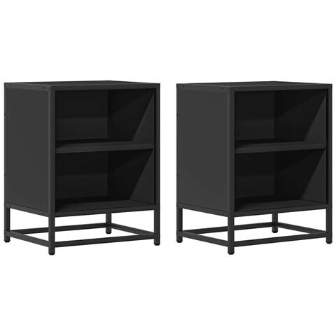 Comodini 2 Pz Neri 40x31x50 Legno Multistrato E Metallo - Foto 2