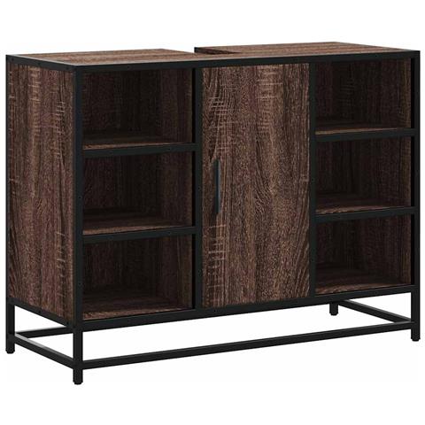 Mobile Lavabo Bagno Rovere Marrone 60x30x60cm Legno Multistrato - Foto 2