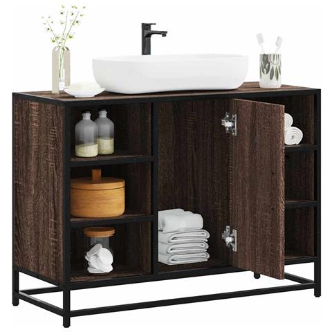 Mobile Lavabo Bagno Rovere Marrone 60x30x60cm Legno Multistrato - Foto 1