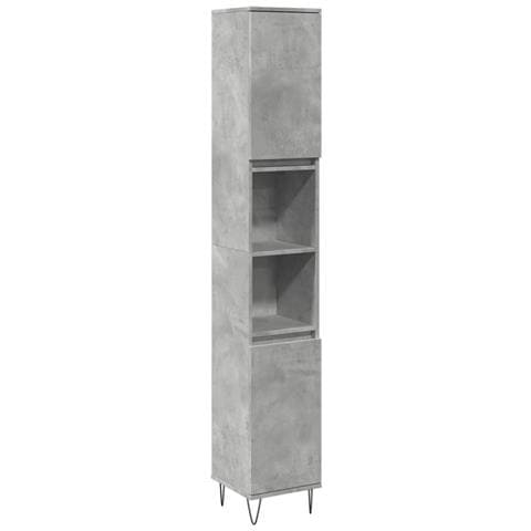 Armadietto Bagno Grigio Cemento 30x30x190 Cm Legno Multistrato - Foto 2