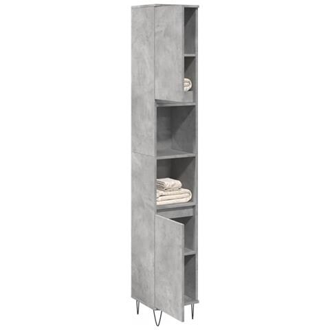 Armadietto Bagno Grigio Cemento 30x30x190 Cm Legno Multistrato - Foto 1