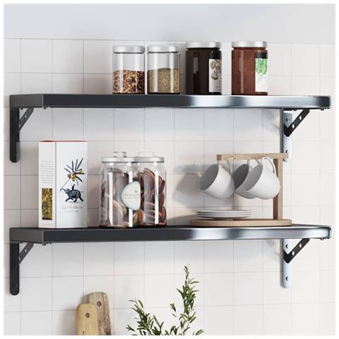 Lusso Casadino -  Staffe Per Mensola 4 Pz 20x2,5x14 Cm In Acciaio Inox Nero - Foto 8