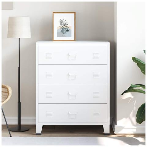 Lusso Casadino - Cassettiera Industriale Bianca 78x40x93 Cm In Metallo - Foto 8