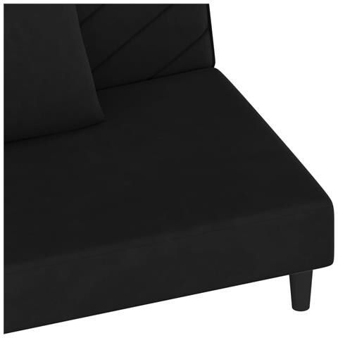 Divano Letto a 2 Posti con 2 Cuscini Nero in Velluto - Foto 9