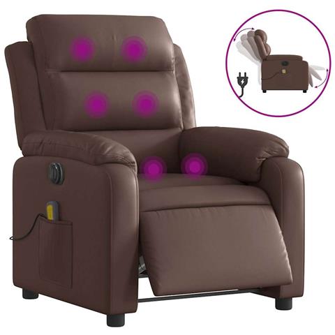 Poltrona Massaggiante Elettrica Marrone in Similpelle - Foto 1