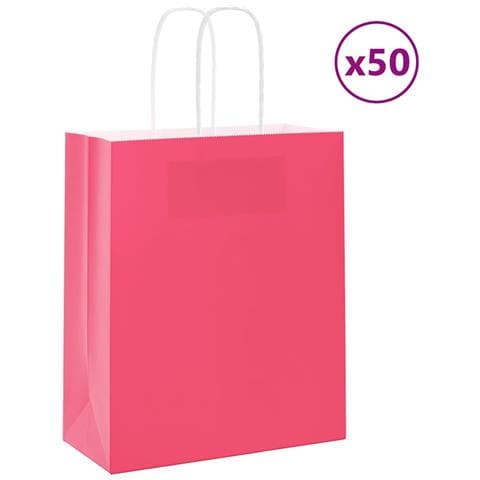 Sacchetti di Carta 50 pz con Manici Rosa 18x8x22 cm - Foto 1